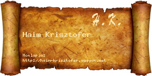 Haim Krisztofer névjegykártya